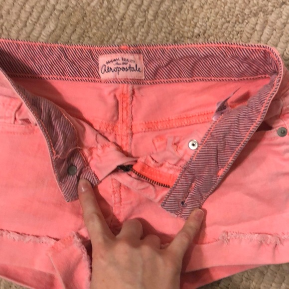 Orange/neon pink Aeropostale Jean shorts - Picture 3 of 4